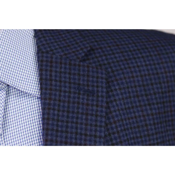 Lauren Ralph Lauren Mens Blue Brown Gingham Check Wool 2Btn Sportcoat Blazer 52R - Picture 4 of 8